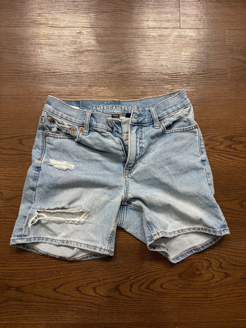 American Eagle Outfitters Light Blue Distressed Jean Shorts